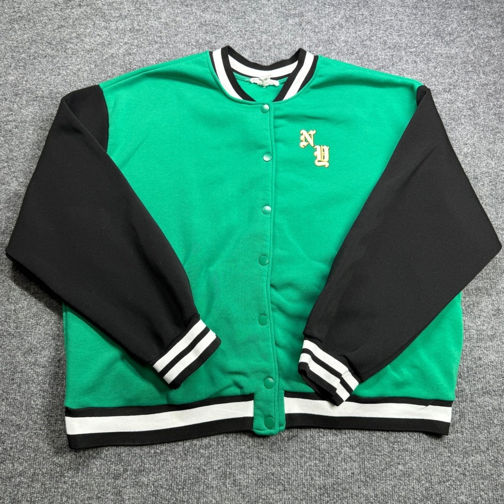 Birch and Stone Varsity Jacket Womens XL‎ Green Brooklyn New York City